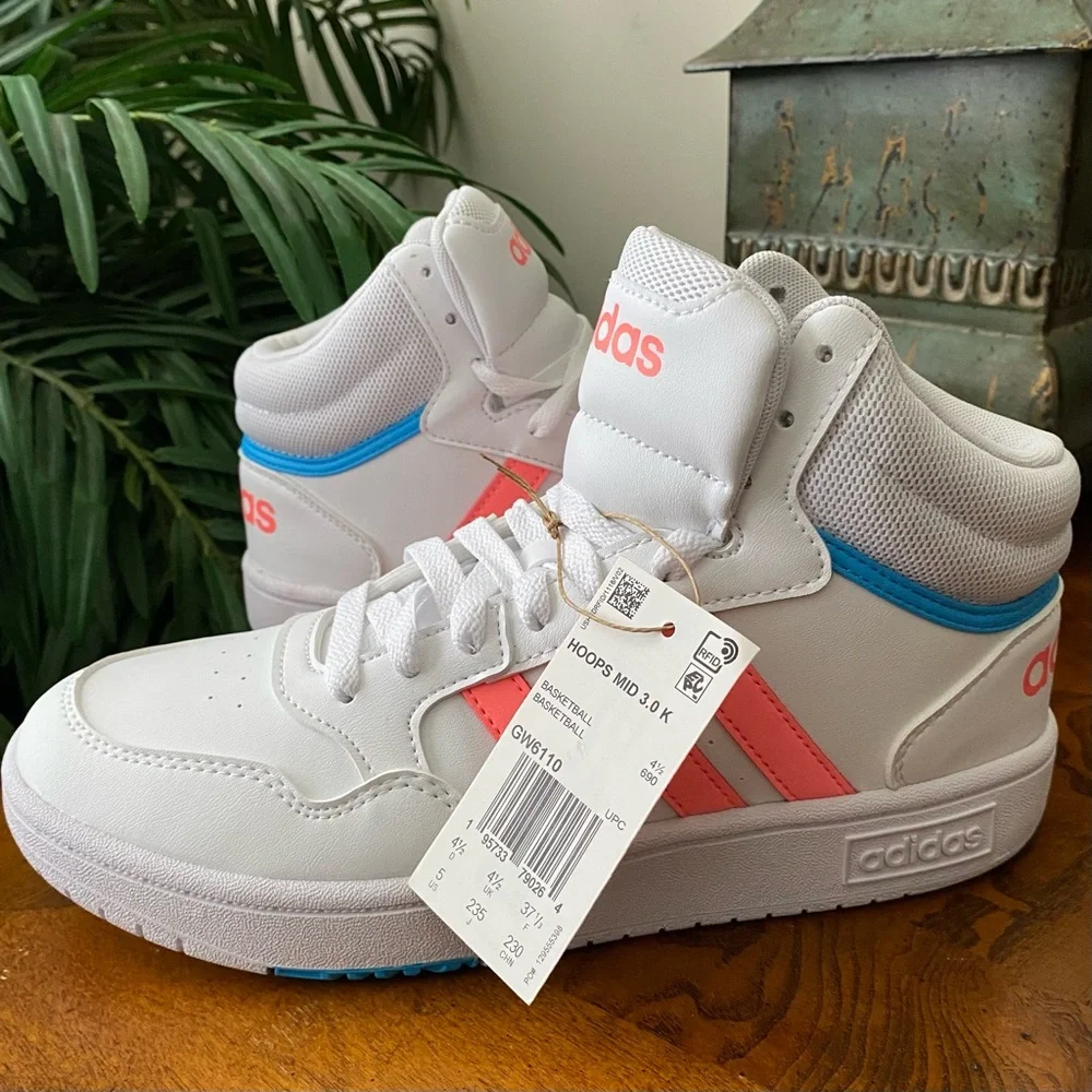 Adidas Hoops Mid 3.0 K White Pink Basketball Sneakers